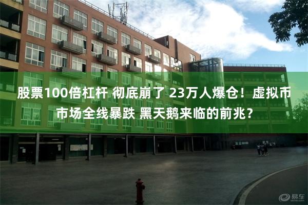 股票100倍杠杆 彻底崩了 23万人爆仓！虚拟币市场全线暴跌 黑天鹅来临的前兆？
