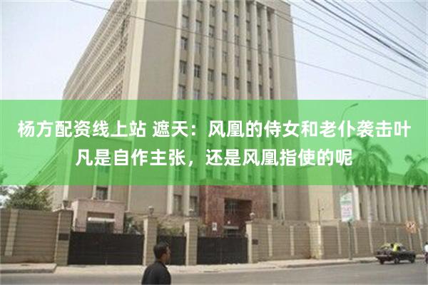 杨方配资线上站 遮天：风凰的侍女和老仆袭击叶凡是自作主张，还是风凰指使的呢
